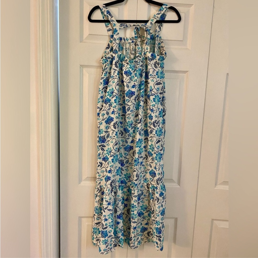 Old Navy White Maxi Dress with Blue Floral Print